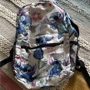 Disney Stitch Floral Print Backpack - Blue, Cream & Pink